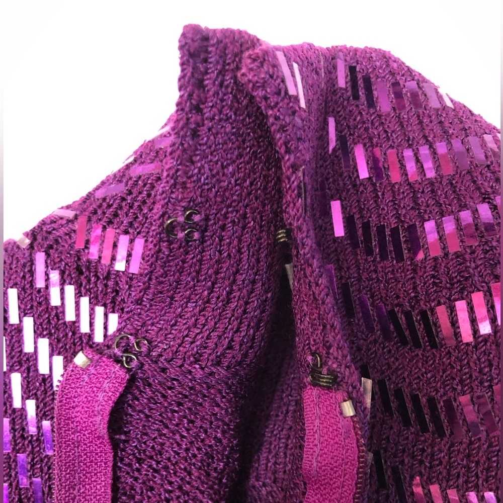 St. John Purple Knit Wave-Pattern Midi Dress - Picture 10 of 16